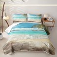 thumbnail image 1 of Manfei White Cloud Quilt King,Blue Sea Wales King Coverlet Set,3 Pieces, 1 of 7