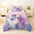thumbnail image 1 of Manfei White Cloud Twin Comforter Sets,Cute Unicorn Bedding Set,Pink,Pink Reversible,2-Piece,1 Comforter and 1 Pillowcase, 1 of 7