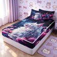 thumbnail image 1 of Manfei White Kitten Zipper Full Size Comforter Sets with Fitted Sheet and 2 Pillowcases, Dreamy Rose Galaxy Zipper Bedding Set, Navy Purple, Black Reversible, 4 Pieces, 1 of 7