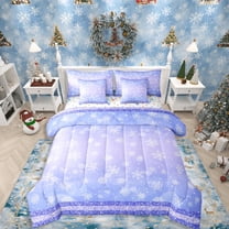 Manfei White Snowflakes 7-Piece Twin Bedding Sets,Merry Christmas Bedding Comforter Set,Bling Glitter Breathable Sheet Sets,Lightweight Gradient Room Decor,Reversible