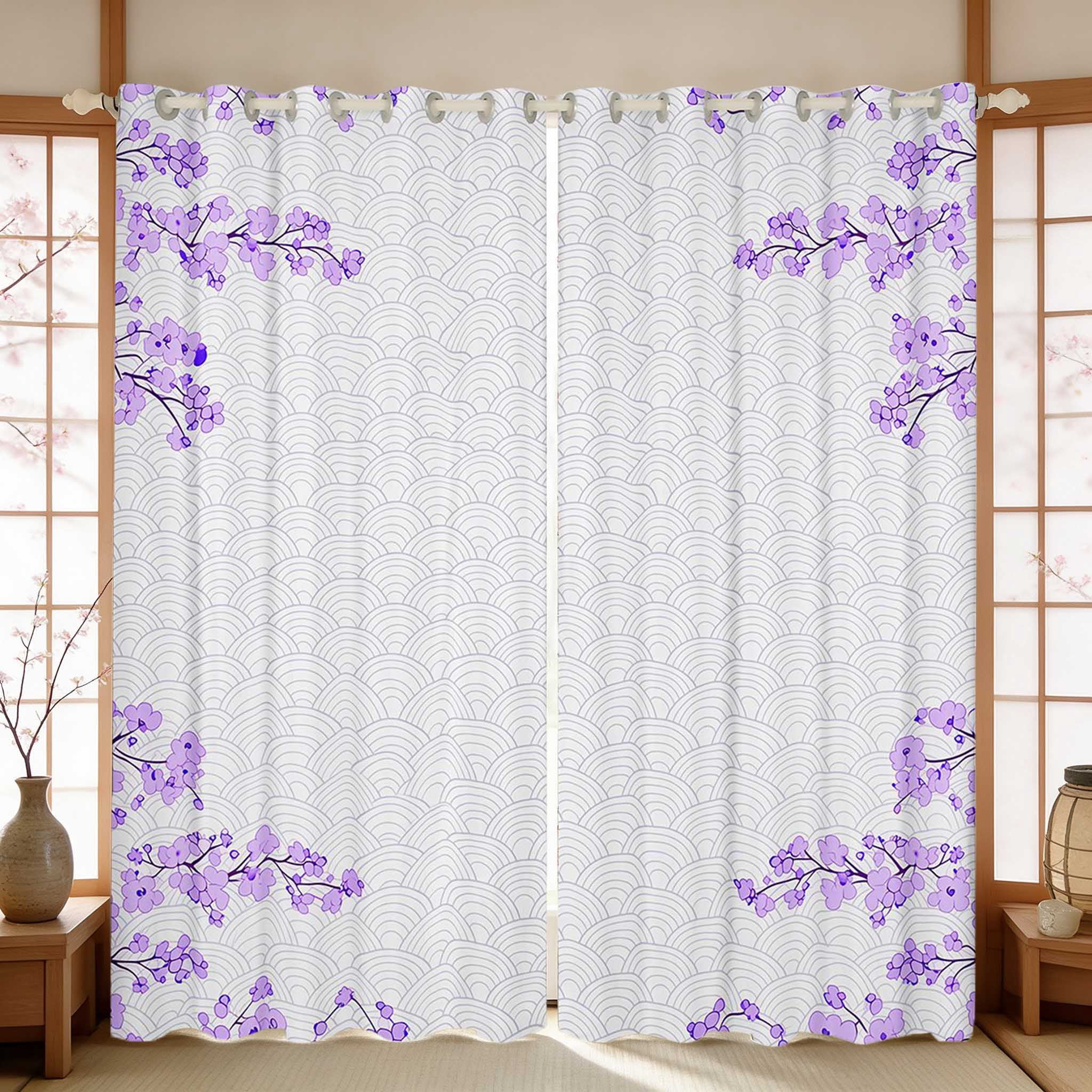 Surf Pattern Shirts Manfei White Wave Pattern Blackout Curtains Set of 2 (52x84 Each ...