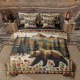 thumbnail image 1 of Manfei Wild Animal Bear 7 Pieces Bedding Comforter Set,Retro Rustic Flower Full Bedding Set,Ink Moutain Pine Pattern Fitted Sheet Flat Sheet For Men Women,Microfiber Bedroom Decor Reversible, 1 of 8
