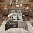 thumbnail image 1 of Manfei Wild Animal Bear Bedding Comforter Set,Outdoor Adventure Twin Comforter Sets,Vintage Brown Patchwork Plaid Bedding Set For Boys,Microfiber Bedroom Decor,2pcs, 1 of 8