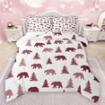 thumbnail image 1 of Manfei Wild Animal Bear Bedding Comforter Set,Rustic Farmhouse Cabin Twin Comforter Sets,Red White Bedding Set For Boys Kids,Super Cozy Room Decor Reversible,2pcs, 1 of 8