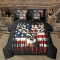 thumbnail image 1 of Manfei Wild Animal Elk 7-Piece Twin Bedding Sets,American Flag Pattern Bedding Comforter Set,Country Farmhouse Lodge Sheet Sets For Men Women,Microfiber Bedroom Decor Reversible, 1 of 8