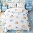 thumbnail image 1 of Manfei Wild Animal Rabbit Quilt Full,Blue Princess Bowknot Full Bedspread Sets,3-Piece,1 Coverlet and 2 Pillowcases, 1 of 7