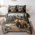thumbnail image 1 of Manfei Wild Bear 7-Piece Twin Bedding,Snow Mountain Pine Bedding Comforter Set,Brown,Black Reversible, 1 of 7