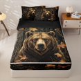 thumbnail image 1 of Manfei Wild Bear Zipper Twin Comforter Sets with Fitted Sheet and 2 Pillowcases,Golden Autumn Leaves Zipper Bedding Set,Brown,Black Reversible,4pcs, 1 of 8