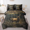 thumbnail image 1 of Manfei Wild Buck 7-Piece Twin Bedding,Mountain Wood Bedding Comforter Set,Brown,Black Reversible, 1 of 7