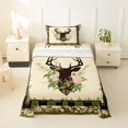 thumbnail image 1 of Manfei Wild Buck Grid Twin Sheets,Pretty Floral Bedding,Green,3-Piece,1 Fitted Sheet and 1 Pillowcase, 1 of 6