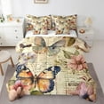 thumbnail image 1 of Manfei Wild Butterflies Flower 7-Piece Twin Bedding Sets,Country Floral Bedding Comforter Set,Beige Pink Sheet Sets For Kids,Luxury Bedroom Decor Reversible, 1 of 8
