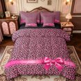 thumbnail image 1 of Manfei Wild Cheetah Animal Pattern 7pcs Queen Bedding,Pink Coquette Bowknot Bedding Comforter Set Queen,Black Reversible, 1 of 7