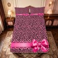 thumbnail image 1 of Manfei Wild Cheetah Animal Pattern Fitted Sheet Full,Pink Coquette Bowknot Bed Set,3 Pieces,1 Fitted Sheet and 2 Pillowcases, 1 of 6