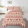 thumbnail image 1 of Manfei Wild Christmas Reindeer Full Size Comforter Sets,Xmas Tree Snowflake Bedding Comforter Set,Red Beige Bedding Sets For Girl Kids,Luxury Bedroom Decor Reversible,3-Piece, 1 of 7