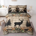 thumbnail image 1 of Manfei Wild Deer 7-Piece Twin Bedding,Rustic Farmhouse Lodge Bedding Comforter Set,Brown,Black Reversible, 1 of 7