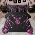 thumbnail image 1 of Manfei Wild Deer Silhouette 7-Piece Twin Bedding Sets,Jungle Animal Bedding Comforter Set,Pink Black Sheet Sets For Boys Girls,Breathable Home Decor Reversible, 1 of 8