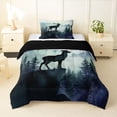 thumbnail image 1 of Manfei Wild Deer Twin Comforter Sets,Blue Woodland Bedding Set,Black Reversible,2 Pieces,1 Comforter and 1 Pillowcase, 1 of 7
