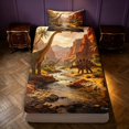 thumbnail image 1 of Manfei Wild Dinosaur Animals Twin Fitted Sheet,Retro Palm Tree Bedding,Orange Brown,2 Pieces,1 Fitted Sheet and 1 Pillowcase, 1 of 6
