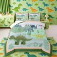 thumbnail image 1 of Manfei Wild Dinosaur Wildlife Queen Comforter Set,Vintage Palm Tree Comforter Sets Queen,Green Pink,Reversible,3 Pieces,1 Comforter and 2 Pillowcases, 1 of 7