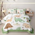 thumbnail image 1 of Manfei Wild Dinosaur Wildlife Quilt King,Retro Palm Tree King Coverlet Set,Green White,3-Piece,1 Bedspread and 2 Pillowcases, 1 of 7