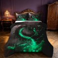 thumbnail image 1 of Manfei Wild Dragon Animals King Size Comforter Sets,Vintage Wildlife Comforters King Size,Green Orange,Black Reversible,3pcs,1 Comforter and 2 Pillowcases, 1 of 7