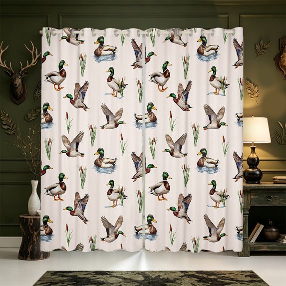 Manfei Wild Mallard Duck Blackout Curtains Set of 2 (52x84 Each),Farmhouse Cabin Curtain