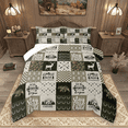 thumbnail image 1 of Manfei Wild Moose Deer Queen Comforter Set 3 Pieces, Rustic Lodge Cabin Farmhouse Bedding Sets, Green Brown Plaid Checkered Bedding Comforter Set, Lightweight Room Decor, 1 of 8