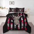 thumbnail image 1 of Manfei Wild Reindeer Queen Comforter Set,Red Camo Usa Flag Comforter Sets Queen,Black Reversible,3 Pieces,1 Comforter and 2 Pillowcases, 1 of 7