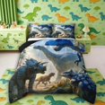 thumbnail image 1 of Manfei Wild T-Rex Animals King Size Comforter Sets,Retro Triceratops Dinosaur Comforters King Size,Blue Yellow,Black Reversible,3pcs,1 Comforter and 2 Pillowcases, 1 of 7