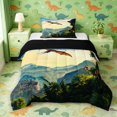 thumbnail image 1 of Manfei Wild T-Rex Dino Twin Comforter Sets,Retro Jungle Pterosaur Bedding Set,Yellow Blue,Black Reversible,2pcs,1 Comforter and 1 Pillowcase, 1 of 7