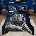 thumbnail image 1 of Manfei Wild Tiger Pattern Queen Comforter Set,Rustic Farmhouse Cabin Bedding Sets,Blue Gray Bedding Comforter Set For Boys Kids,Super Cozy Room Decor Reversible,3pcs, 1 of 8