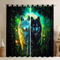 thumbnail image 1 of Manfei Wild Wolves Blackout Curtains,Dark Moon Woodland Curtains Pack of 2 (42x84 Each),Green Black, 1 of 7