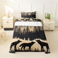 thumbnail image 1 of Manfei Wild Wolves Twin Sheets,Wooded Pine Grove Bedding,Brown,3 Pieces,1 Fitted Sheet and 1 Pillowcase, 1 of 6