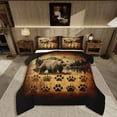 thumbnail image 1 of Manfei Wildlife Bear 3 Pieces Queen Comforter Set,Bear Paw Print Bedding Sets,Vintage Retro Bedding Comforter Set,Super Cozy Rustic Room Decoration,Reversible, 1 of 8