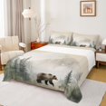 thumbnail image 1 of Manfei Wildlife Bear Print Bed Sheets, Jungle Pine Tree Plant King Sheets, Countryside Animal Sheet Set, Lightweight Room Decor, 4 Pieces, 1 of 7