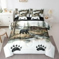 thumbnail image 1 of Manfei Wildlife Bear Print Twin Bedding Sets 7-Piece for Child, Jungle Animal Bedding Comforter Set, Rustic Cabin Reversible Sheet Sets, Microfiber Bedroom Decor, 1 of 7