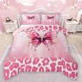 thumbnail image 1 of Manfei Wildlife Cheetah Twin Comforter Set,Safari Leopard,Pink Butterfly,2-Piece Cozy, 1 of 8
