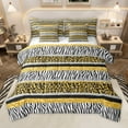 thumbnail image 1 of Manfei Wildlife Leopard Zebra 7 Pieces Bedding Comforter Set for Female Men,Bling Golden Glitter Full Bedding Set Lightweight,Geometric Stripes Fitted Sheet Flat Sheet,Breathable Home Decor, 1 of 8
