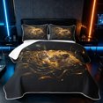 thumbnail image 1 of Manfei Wildlife Lion Quilt King, Romantic Valentine's Day King Coverlet Set, Black Brown, Black Reversible, 3-Piece, 1 Bedspread and 2 Pillowcases, 1 of 7