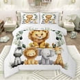 thumbnail image 1 of Manfei Wildlife Lions Full Size Comforter Sets,Jungle Zebra Lions Bedding Comforter Set,Kawaii Elephant Giraffe Bedding Sets For Men Women,Super Cozy Room Decor Reversible,3-Piece, 1 of 8