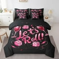 thumbnail image 1 of Manfei Wine Glass 7-Piece Bedding Comforter Set,Cocktail Dice King Bedding Sets,Black Pink Ultra Soft Bed Sheets,Ultra Soft Cartoon Room Decoration,Reversible, 1 of 7