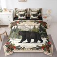 thumbnail image 1 of Manfei Winter Bear 7-Piece Twin Bedding,Wild Woodland Print Bedding Comforter Set,Green,Black Reversible, 1 of 7