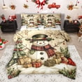 thumbnail image 1 of Homewish Winter Cute Snowman Bedding Comforter Set 7pcs, Winter Santa Claus Gifts King Bedding Sets, Vintage Western Christmas Reversible Bed Sheets, Ultra Soft Bedroom Decor, 1 of 7