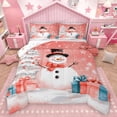 thumbnail image 1 of Homewish Winter Cute Snowman Bedding Comforter Set, Orange Cartoon Christmas Twin Comforter Sets, Teens Kids Girls Boys Reversible Bedding Set, Breathable Home Decor, 2pcs, 1 of 8
