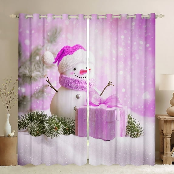 Manfei Winter Cute Snowman Blackout Curtains Set of 2 (52x84 Each), Merry Christmas Window Curtains, Teens Boys Girls Kids Curtains and Drapes, Curtains and Drapes Home Decor