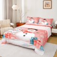thumbnail image 1 of Homewish Winter Cute Snowman Twin Sheet Sets, Orange Cartoon Christmas Twin Fitted Sheet, Teens Kids Girls Boys Flat Sheet, Breathable Home Decor, 3pcs, 1 of 7