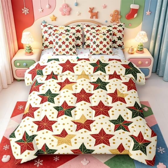 Manfei Winter Holiday 7 Pieces Full Size Bedding Sets,Whimsical Christmas Animals Full Size Bed in a Bag,Xmas Reversible