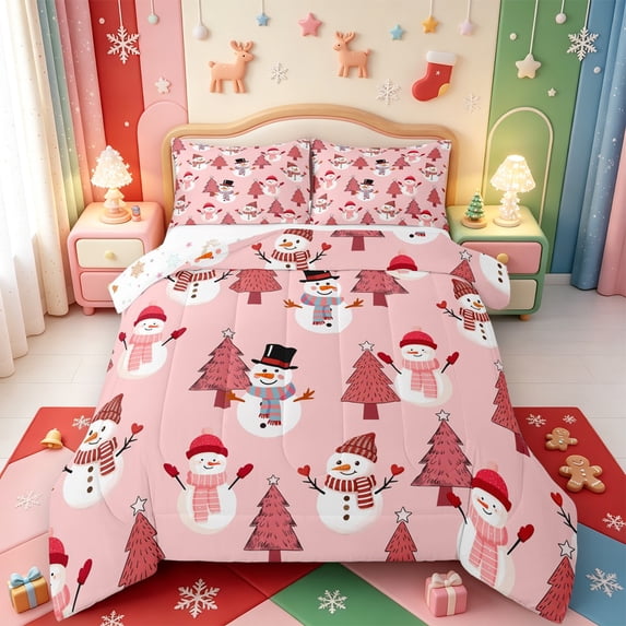 Manfei Winter Holiday King Size Comforter Sets,Cute Christmas Animal Comforters King Size,Xmas Reversible,3 Pieces,1 Comforter and 2 Pillowcases