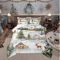 Manfei Winter Rustic Reindeer Bedding Comforter Set, Merry Christmas Twin Comforter Sets, Teens Boys Girls Kids Reversible Bedding Set, Breathable Home Decor, 2pcs