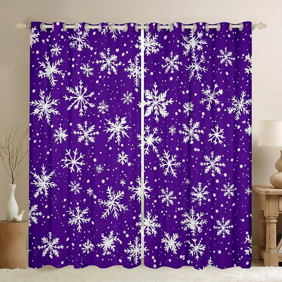Manfei Winter Snowflake Print Blackout Curtains Set of 2 (52x84 Each), Christmas Festival Window Curtains, Teens Boys Girls Kids Curtains and Drapes, Window Curtains Bedroom Decor